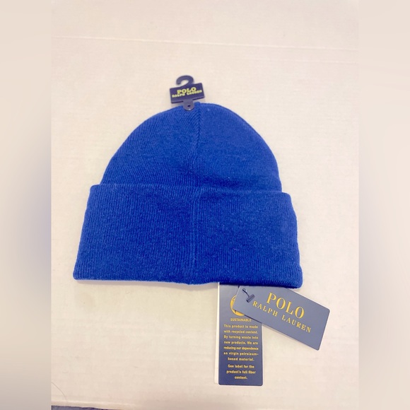 POLO RALPH LAUREN Men's BASKETBALL BEAR Cuff Beanie Hat Skull Ski Cap ROYAL BLUE - Picture 2 of 3